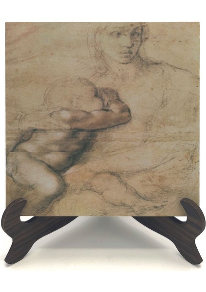 Eskiz Çizim (Leonardo Da Vinci) Baskılı Mdf Masaüstlük 10X10