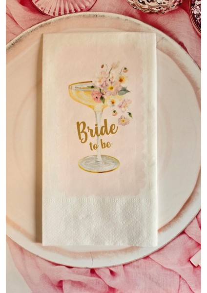 Bride To Be Kadeh ve Çiçekli Bekarlığa Veda Peçetesi 20LI