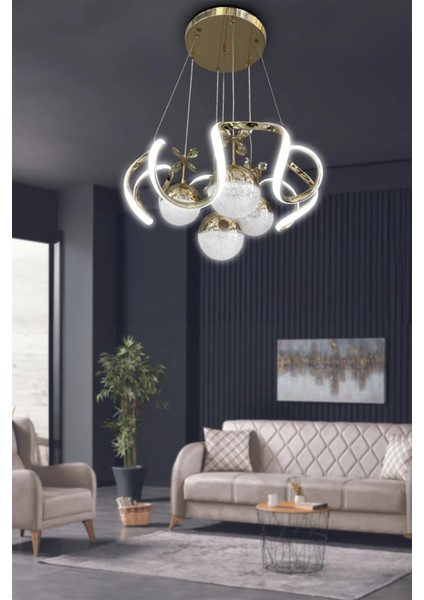 Modern Sarkıt Arya Xl 4 Toplu LED Avize - 3 Renk Kumandasız