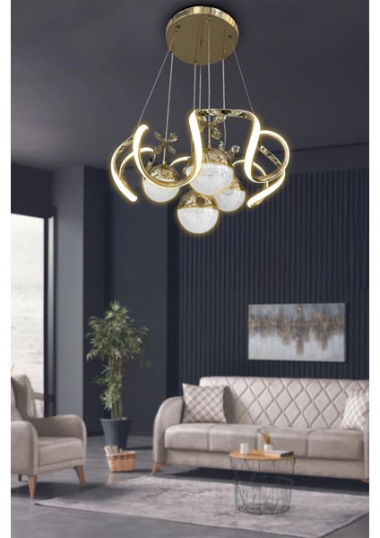 Modern Sarkıt Arya Xl 4 Toplu LED Avize - 3 Renk Kumandasız