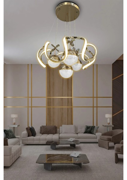 Modern Sarkıt Arya Xl 4 Toplu LED Avize - 3 Renk Kumandasız