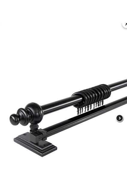 Siyah 150 cm Tekraylı Rustik Perde Askı Seti (Ahşap Başlık ile Aluminyum Boru ve Ray)