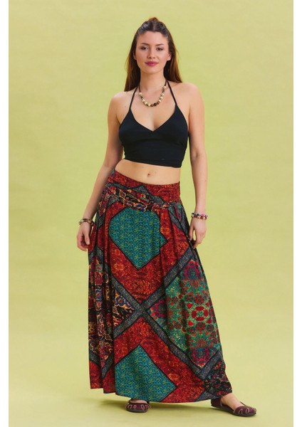 Beli Lastikli Drape Detaylı Otantik Etek