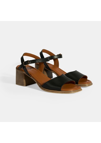 Siyah Kadın Toka Detaylı Slingback Deri Sandalet fiyatları