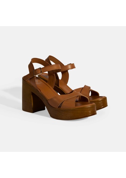 Taba Kadın Toka Detaylı Slingback Deri Sandalet fiyatları