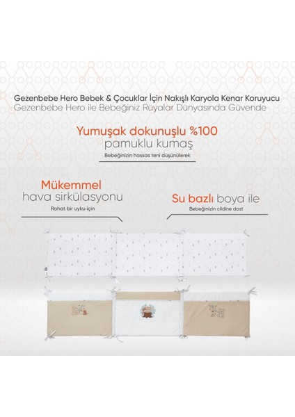 Hero Bebek ve Çocuklar Için Nakışlı Karyola Kenar Koruyucu (40X180) fiyatları