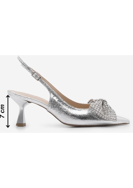 Kadın Stiletto Sivri Burun Fiyonklu Taşlı Topuklu Ayakkabı Lupeni
