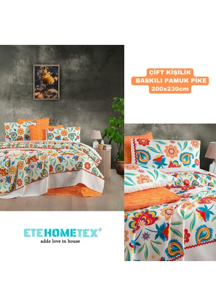 Etehometex Çift Kişilik Baskılı Pamuk Pike