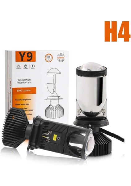Mercekli LED Xenon H4 Şimşek Etkili Ultra Güçlü Işık Teknolojisi Xenon Far Lambası Beyaz Renk H4 Soket ile Uyumlu