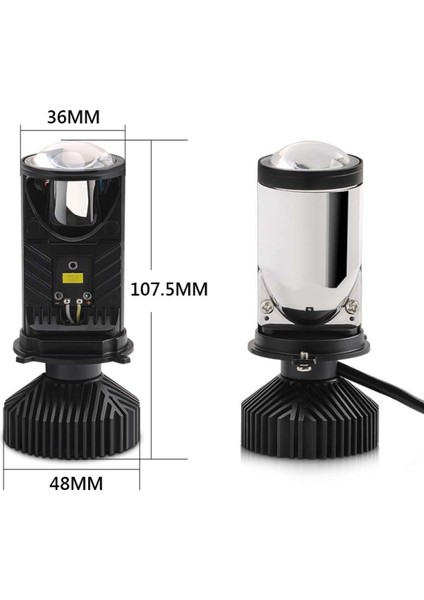 Mercekli LED Xenon H4 Şimşek Etkili Ultra Güçlü Işık Teknolojisi Xenon Far Lambası Beyaz Renk H4 Soket ile Uyumlu