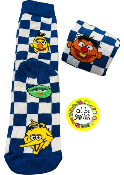 Pokemon Susam Sokağı Pembe Panter Garfield Looney Tunes Simpsonlar Çizgi Film Damalı Desenli 6'lı Soket Çorap Seti Sarı Mavi Pembe Turuncu Kırmızı Siyah Renkler