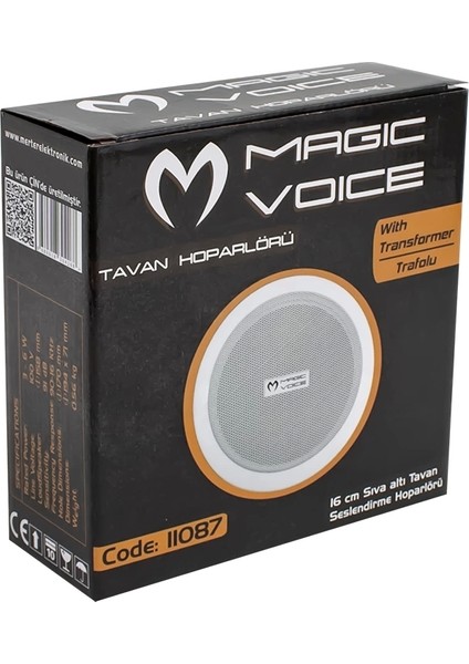 MV-11087 16 cm Max 20W 100V Alçıpan Hoparlör Trafolu (4172)