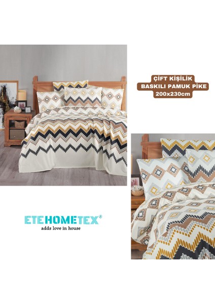 Etehometex Çift Kişilik Baskılı Pamuk Pike
