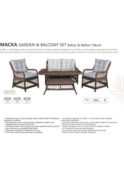Maçka Bahçe ve Balkon Takımı (2+1+1)