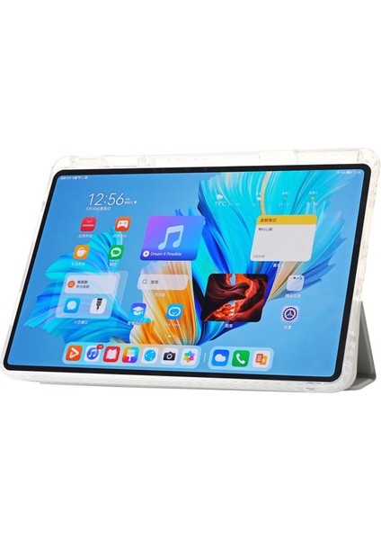 Huawei Matepad 11.5/matepad Air 11.5 Inç 2023 Kılıf Üç Katlı Stand Deri Tablet Kapağı-Gri (Yurt Dışından)