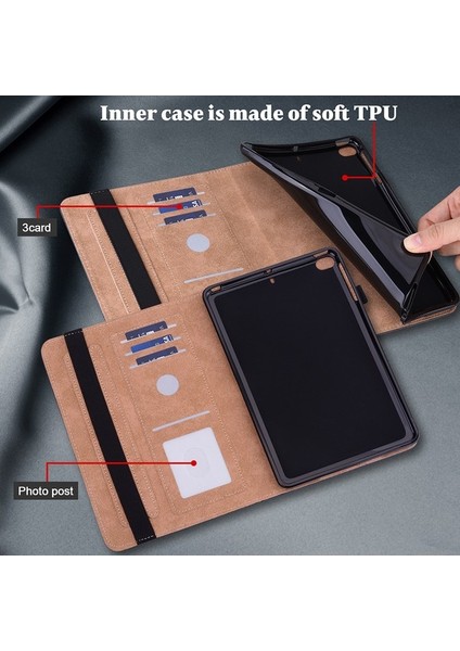 Huawei Matepad 11 2021 -Sıyah Için Stand Kartı Yuvaları ile Düz Renk Elastik Kalem Askısı Deri Tablet Kapağı (Yurt Dışından)