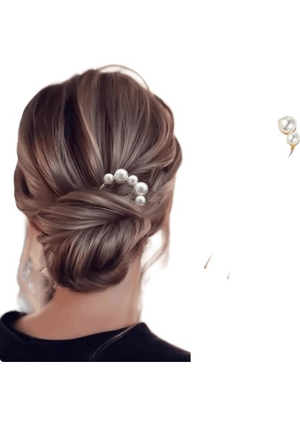 2pcs Koreli U Şekilli Inci Saç Tokaları Saç Klipleri Kadınlar Için Zarif Metal Çatallar Vintage Inci Saç Tokaları Saç Şekillendirme Araçları Hediyeler: A-Golden (Yurt Dışından)