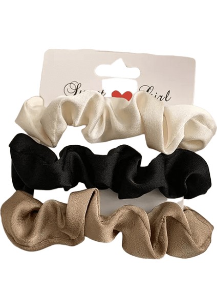 3/4/5 Pcs Elastik Bantlar Zarif Düz Renk Saten Pileli Scrunchies Kadın Güçlü At Kuyruğu Saç Bağları Aksesuarlar Toptansalor: C1-4pcs (Yurt Dışından)