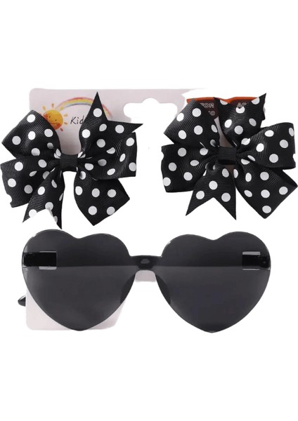 3pcs/set Çocuklar Sevimli Katı Nokta Saç Tokası Renkli Kalp Güneş Gözlükleri Set Kızlar Butik Bowknot Saç Klipleri Çocuklar Saç Aksesuarları Renk: 3469-4 (Yurt Dışından)