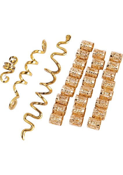 28PCS Avrupa ve Amerikan Popüler Viking Celtic Knot Retro Etnik Stil Spiral Yılan Şeklinde Kirli Örgü Klip Aksesuarlar: 28 Pcs Altın (Yurt Dışından)