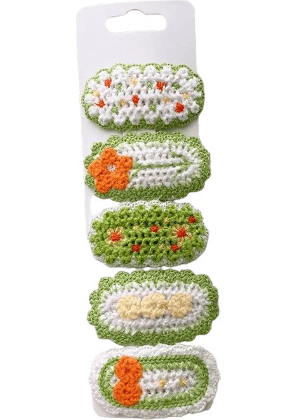 5pcs Kore Saç Tokası Çocuklar Için Küçük Kızlar Sevimli Tatlı Çiçek Örgü Peluş Çocuklar Ettes Tavan Saç Aksesuarları Renk: Yeşil (Yurt Dışından)
