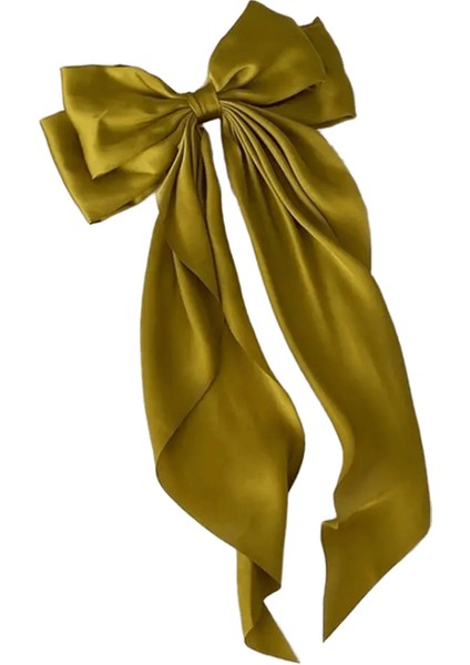 Zarif Yay Şerit Saç Klip Moda Basit Katı Saten Yay Klipsi Saç Pin Retro Kafa Klipli Klipler Kız Saç Aksesuarları Metal Renk: SH5002 Yeşil (Yurt Dışından)