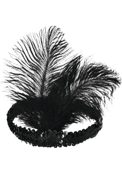 Kadınlar Siyah Saç Aksesuarları Boncuklu Sequin Saç Band 1920'LER Retro Gatsby Tek Parti Ladies Taş Giydirme Tüy Kafa Bandı Metal Renk: H1208-F (Yurt Dışından)