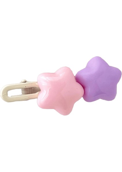 Sevimli Renkli 3D Yıldız Saç Klipleri Kızlar Için Tatlı Saçlar Dekorasyon Kawaii Saç Tokası Saç Eti Ettes Çocuklar Güzel Saç Aksesuarları Renk: Pembe Mor (Yurt Dışından)