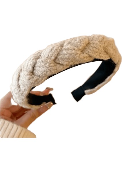 Moda Vintage Elastik Saç Band Kafes Baskı Sünger Kafa Bandı Kadın Kız Geniş Yan Saç Bandı Saç Çember Kadın Saç Aksesuarları Renk: 6 Örgü Bej (Yurt Dışından)