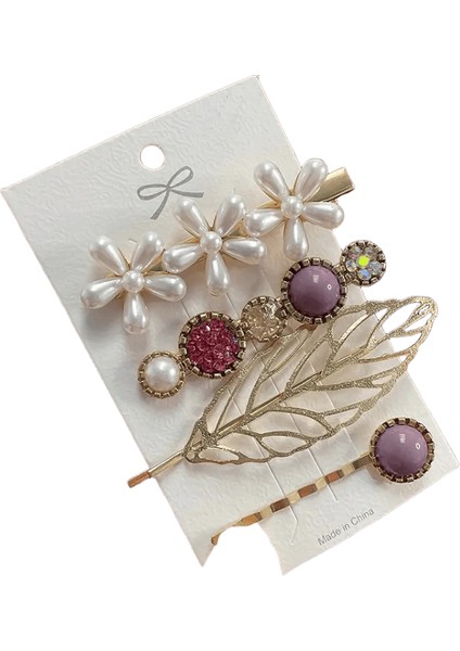 2022 Inci Kristal Akrilik Saç Klipleri Kadınlar Için Ayarla Retro Geometrik Ettes Saçkop Kız Saç Aksesuarları Moda Mücevher Metal Renk: Set 2 (Yurt Dışından)