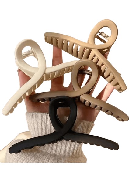 4pcs Kadın Saç Klips Çapraz Mat Saç Tokası Moda Fransız Zarif Saç Çukurları Büyük Saç Pençe Klipleri Kızlar Kore Saç Aksesuarları: Gri (Yurt Dışından)