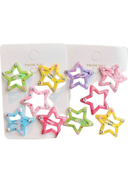 10 Adet/set Kız Kızlar Renkli Geometrik Yıldız Süs Saç Klipleri Çocuklar Klasik Sevimli Ettes Saç Tokaları Çocuklar Saç Aksesuarları Renk: Karikatür Yıldız (Yurt Dışından)
