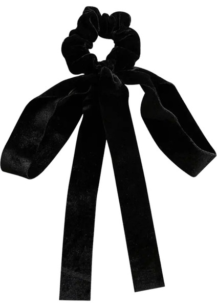 Moda Vintage Siyah Velvet Yay Saç Şeridi Scrunchie Kadınlar Için Kızlar Uzun Elastik Saç Kravat Meşası Kadın Saç Aksesuarları: Fs (Yurt Dışından)