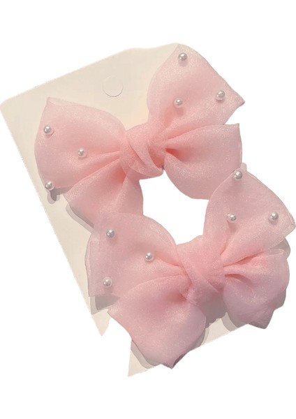 2 Pembe Yay Saç Klipleri, Tatlı ve Sevimli, Saç Aksesuarları Olarak Günlük Kullanım Için Uygun: 2 Adet (Yurt Dışından)