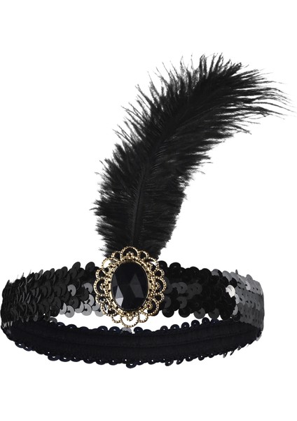 Kadınlar Siyah Saç Aksesuarları Boncuklu Sapık Saç Bandı 1920'LER Retro Gatsby Tek Parti Ladies Heavear Giyim Tüy Headbandmetal Renk: H1208-D (Yurt Dışından)