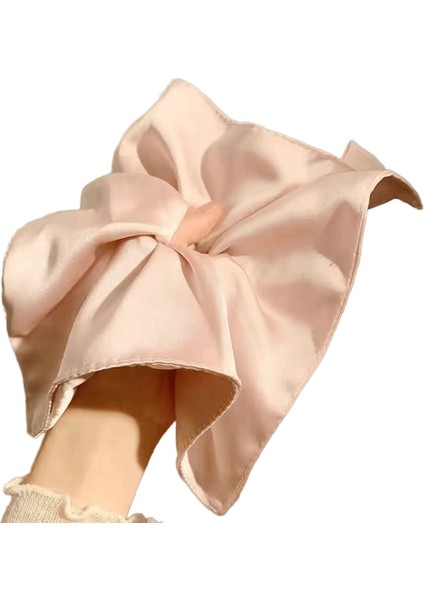 1pc Düz Renkli 18CM Elastik Saç Aksesuarları Ekstra Büyük Saç Scrunchies Büyük Boy Halat Saten Saç Halkası At Kuyruğu Hol Renk: Pembe (Yurt Dışından)