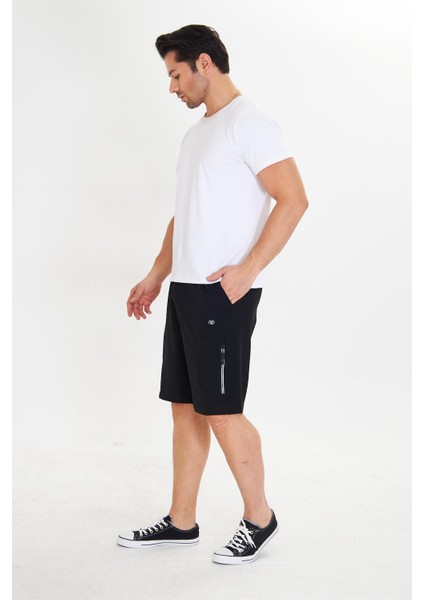 Erkek Stretchfit Kargo Cepli Esnek Şort Siyah 6040-S