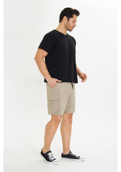 Erkek Stretchfit Kargo Cepli Esnek Şort Bej 6040-B