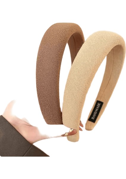 Kadınlar Için Vahşi Düz Renkli Sünger Kafa Bandı Moda Kızı Yüzü Geniş Kenar Basit Saç Bandı Renk: 01 2pcs (Yurt Dışından)