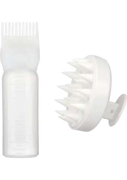 Silikon Şampuan Fırça Kafa Kafa Masajı Tarak Saç Boya Tonu Yağ Uygulayıcı Şişe Fırça Berber Salonu Saç Stil Araçları Renk: 2 Pcs Beyaz (Yurt Dışından)