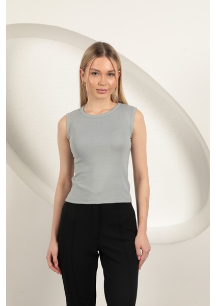 Çilek Viskon Kumaş Basic Bluz-Gri fiyatları