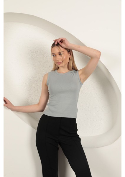 Çilek Viskon Kumaş Basic Bluz-Gri modelleri