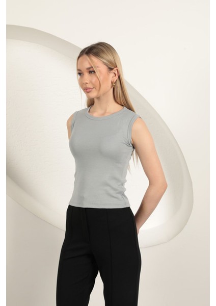 Çilek Viskon Kumaş Basic Bluz-Gri fırsatları