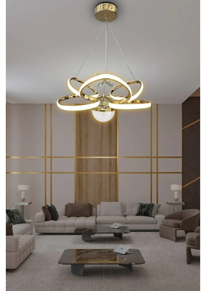 Kral Tacı Model Tek Toplu LED Avize - 3 Renk Kumandasız