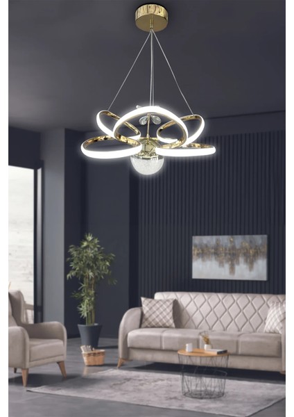 Kral Tacı Model Tek Toplu LED Avize - 3 Renk Kumandasız