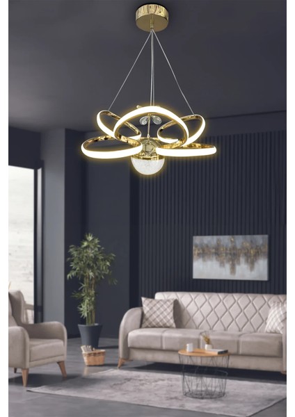 Kral Tacı Model Tek Toplu LED Avize - 3 Renk Kumandasız