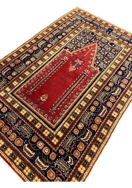 El Dokuma Sıfır Bünyan Halısı Seccade 90 x 135 Kiremit Yün Namazlık