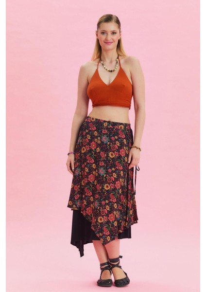 Bağlama Detaylı Beli Lastikli Salaş Etek fiyatları