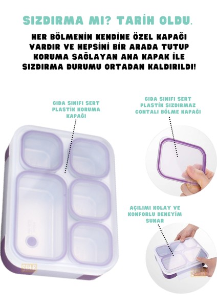 Bento 1000ML Lunchbox Yeni Koleksiyon Tek Katlı 5 Bölmeli Çelik Sefer Tası Yemek Kutusu modelleri