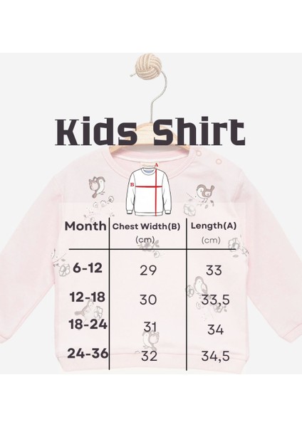 Kız Bebek %100 Pamuk Bej Sweatshirt - Kuş Desenli, Yumuşak Doku